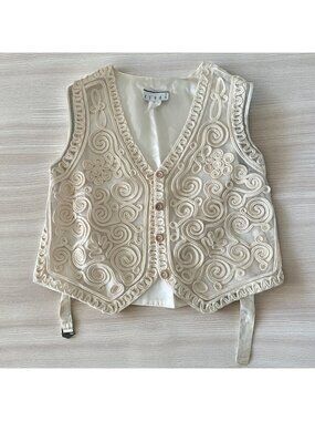 KENAR Vintage Cream Detailed Vest Size Large